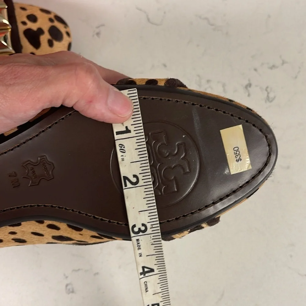 Tory Burch Asher Smoking Slipper - Cheetah Print - Calf Hair Size 7 NEW